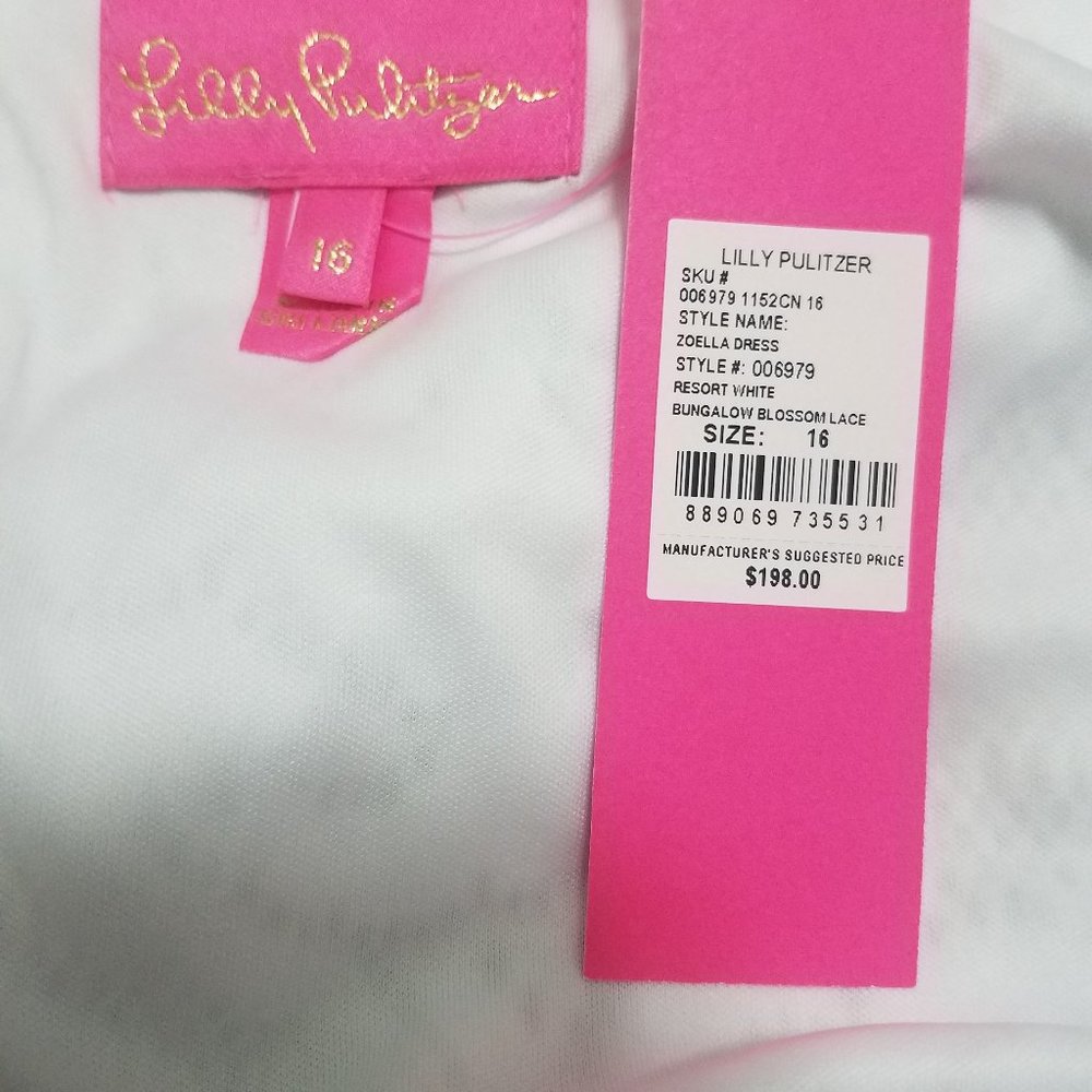 Lilly Pulitzer Zoella Dress Resort White Bungalow Blossom Lace NWT - Picture 7 of 8